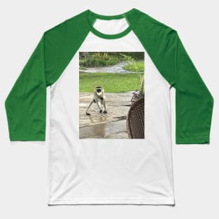 monkey eating rice cake - Kenya Baseball T-Shirt